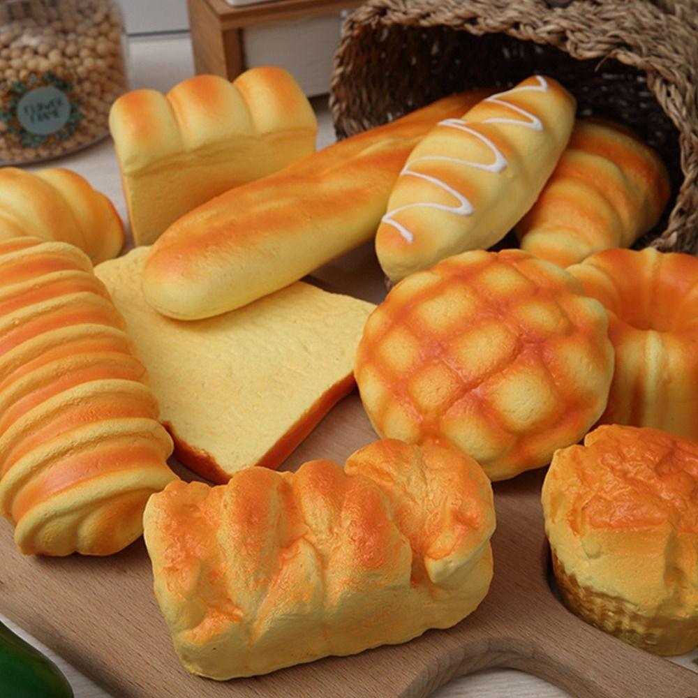 Yellow Artificial Bread Models Toast Model Pinch Le Funny Stress Relief Toy Kids