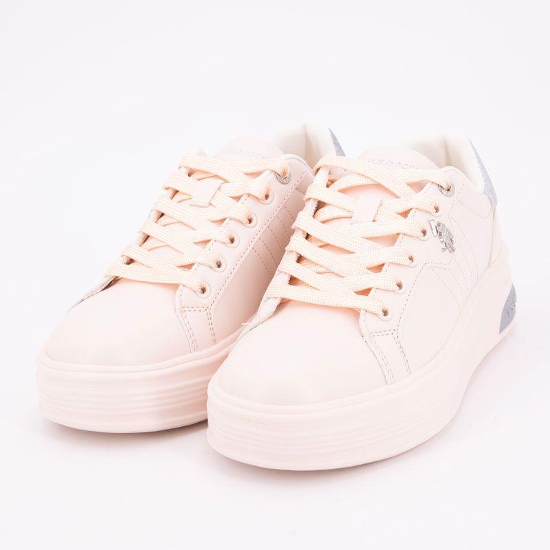 Baskets orange pastel paillettes silver peony asuka Femme US POLO