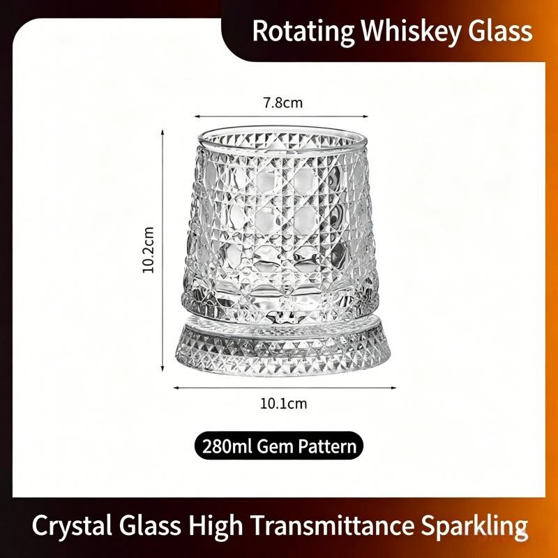 280ml Rotating Whiskey Glass Crystal Rum Glass Cocktail Party Drinking Gift Creative Crystal Premium Beer Glass