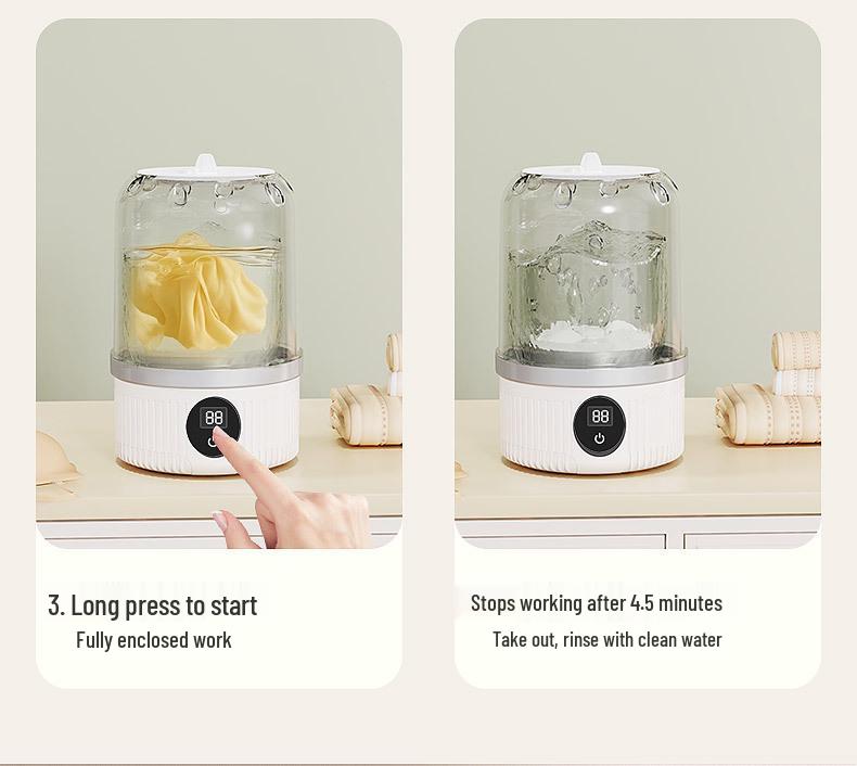 Portable Blue Light Sterilization Mini Washer for Underwear and Socks with Wireless Charging