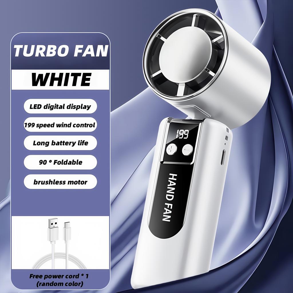 JKUOO USB Handheld Fan 2026 Three-in-One Operation, Portable LargeCapacity Battery Cooling Fan with 199 Adjustable Speeds