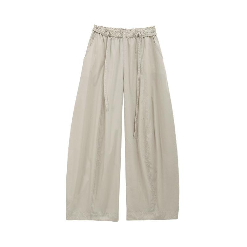 Very wide scimitar pants women's summer versatile and thin fungus edge pleated casual loose wide-leg pants