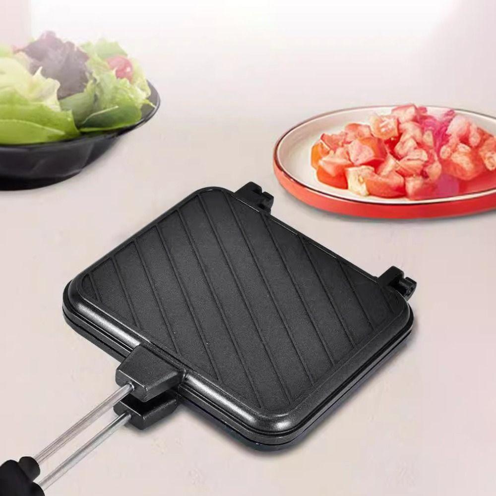 Aluminum Sandwich Maker Non-stick Flip Grill Pan Multifunctional Double Sided Frying Pan  Camping