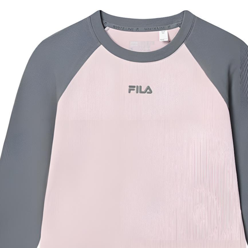 FILA Original Round Neck Pullover Raglan Long Sleeve Top And Mid Waist Straight Leg Pants Casual Set Women sets F11W539204F-PK+F11W539803F-BK