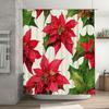 Christmas-themed shower curtain with red poinsettias for bathroom decor waterproof fabric suitable for all seasons #home-decor
