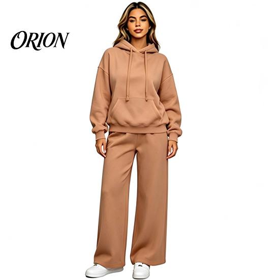 Athletic Set for Women Tracksuit 2 Piece Set, Long Sleeve Sweatshirt Wide Leg Sport Easy Care Machine Washable Sportswear Pants Lightweight