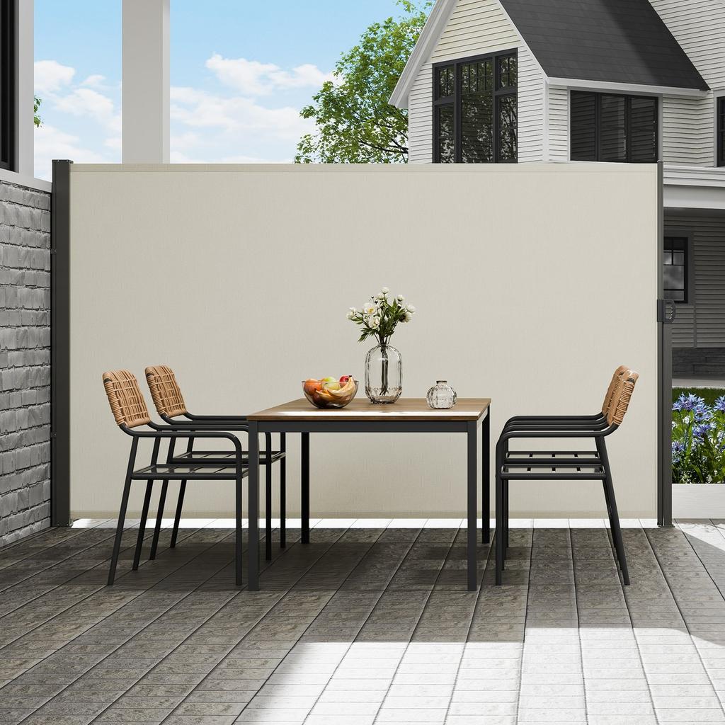 Retractable Side Awning, 71''x 118'' Outdoor Privacy Screen, 180g Polyester Water-proof Retractable Patio Screen, UV 30+ Room Divider Wind Screen for