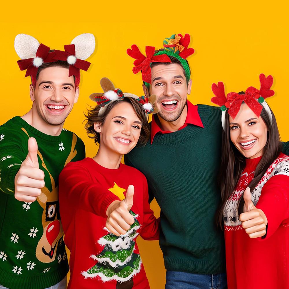 Stilvolles Weihnachtsstirnband mit Plüsch-Rentiergeweih für Kinder