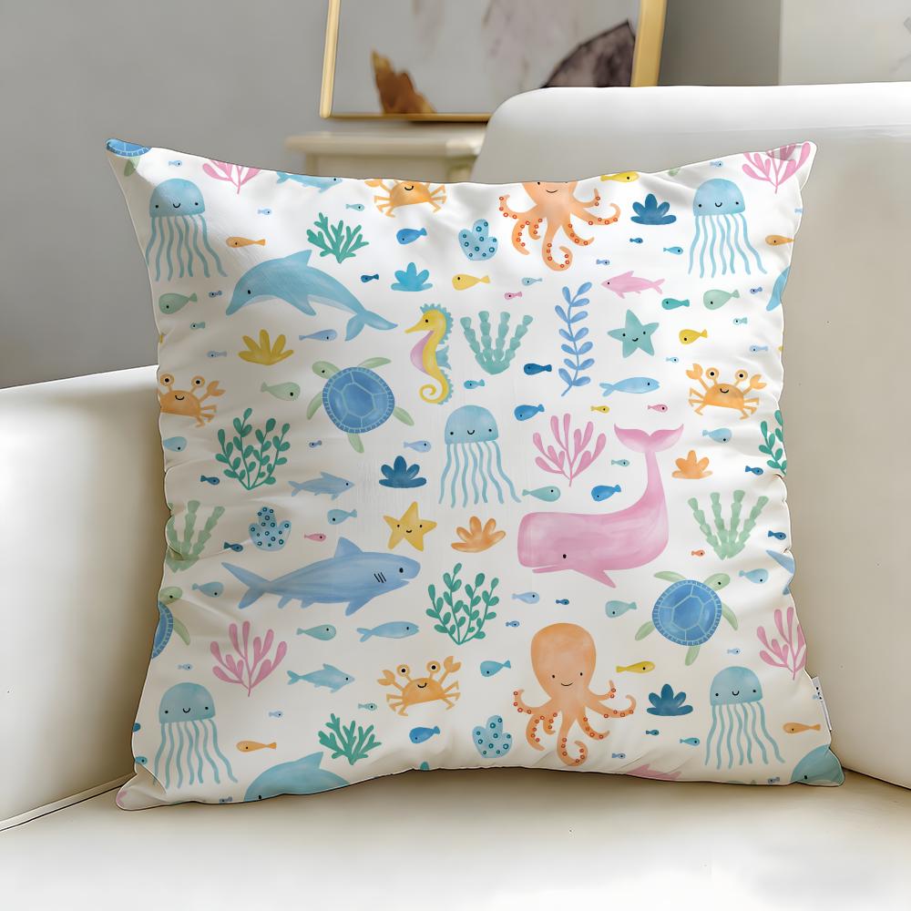 Artistic border Cushion Cover Soft  EasyWash Pillow Case  Versatile for Couch Bed Travel and Office