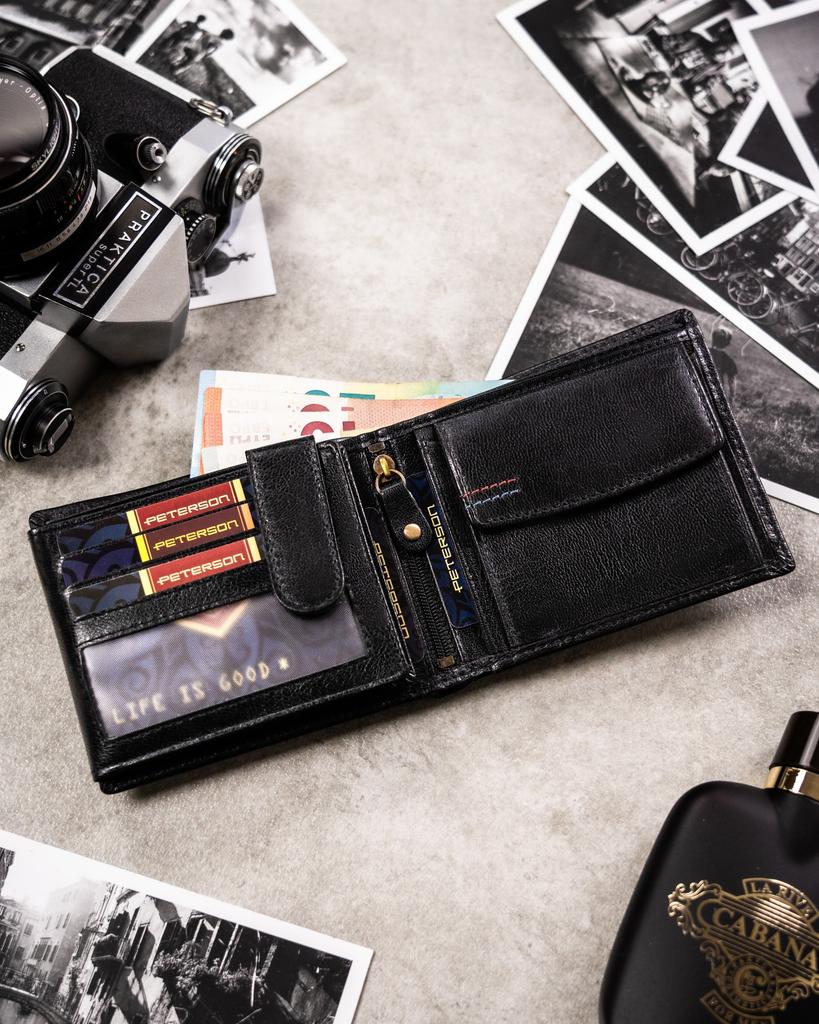 Peterson Mittlere Leder Geldbörse und Schlüsselanhänger Geschenkset für Herren