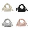 Pleated Handle Solid Color Hand Bag PU Pendant Fashion Crossbody Bags INS Shoulder Bag  Outdoor