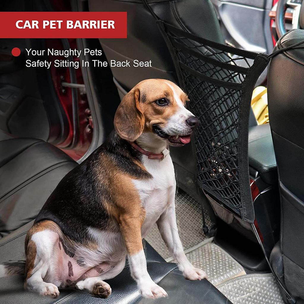 Car 3-Layer Organizer Net Mesh Trunk Goods Storage Seat Back Stowing Tidying mesh in Trunk Bag Pet Barrier Net of Backseat