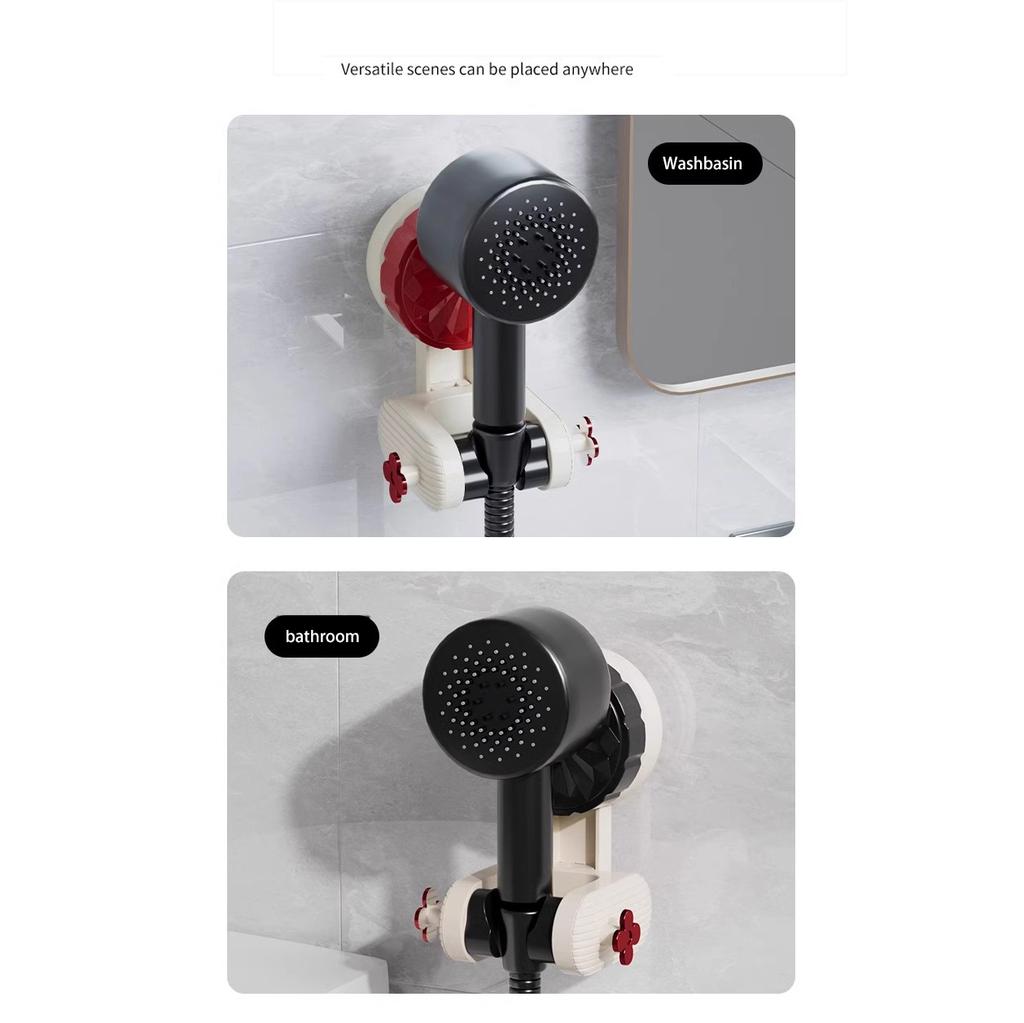 Verstellbarer Bohrfreier Rutschfester Duschhalter Saugfußhalterung 360° Drehbar Beweglich & Sichere Duschkopfhalterung für Wand/Fliese