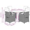 VidaXL Ensemble à Manger de Jardin avec Coussins 5 pcs, Table et Chaises avec Dossier Réglable, Meubles d'Extérieur Patio 3212381