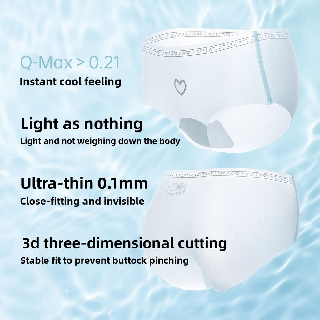 Girls Summer Love Comfortable Ice Silk A Piece of Non Trace Breathable Waist Triangle Briefs