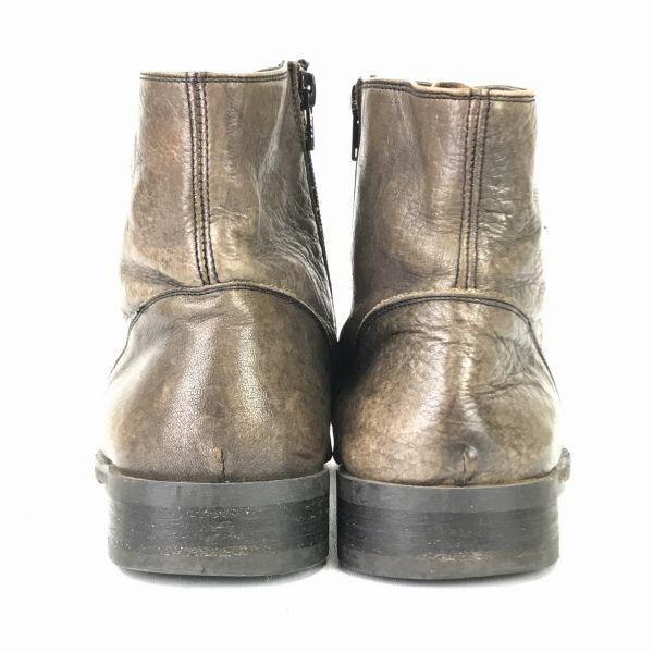 Majesty Leather Side Zip Lace-Up Boots Brown 25.0(USED)