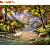 Frame DIY Painting By Numbers Acrylic Paint On Canvas Sika Deer Forest Handpainted Oil Painting For Home Decor 40x50cm