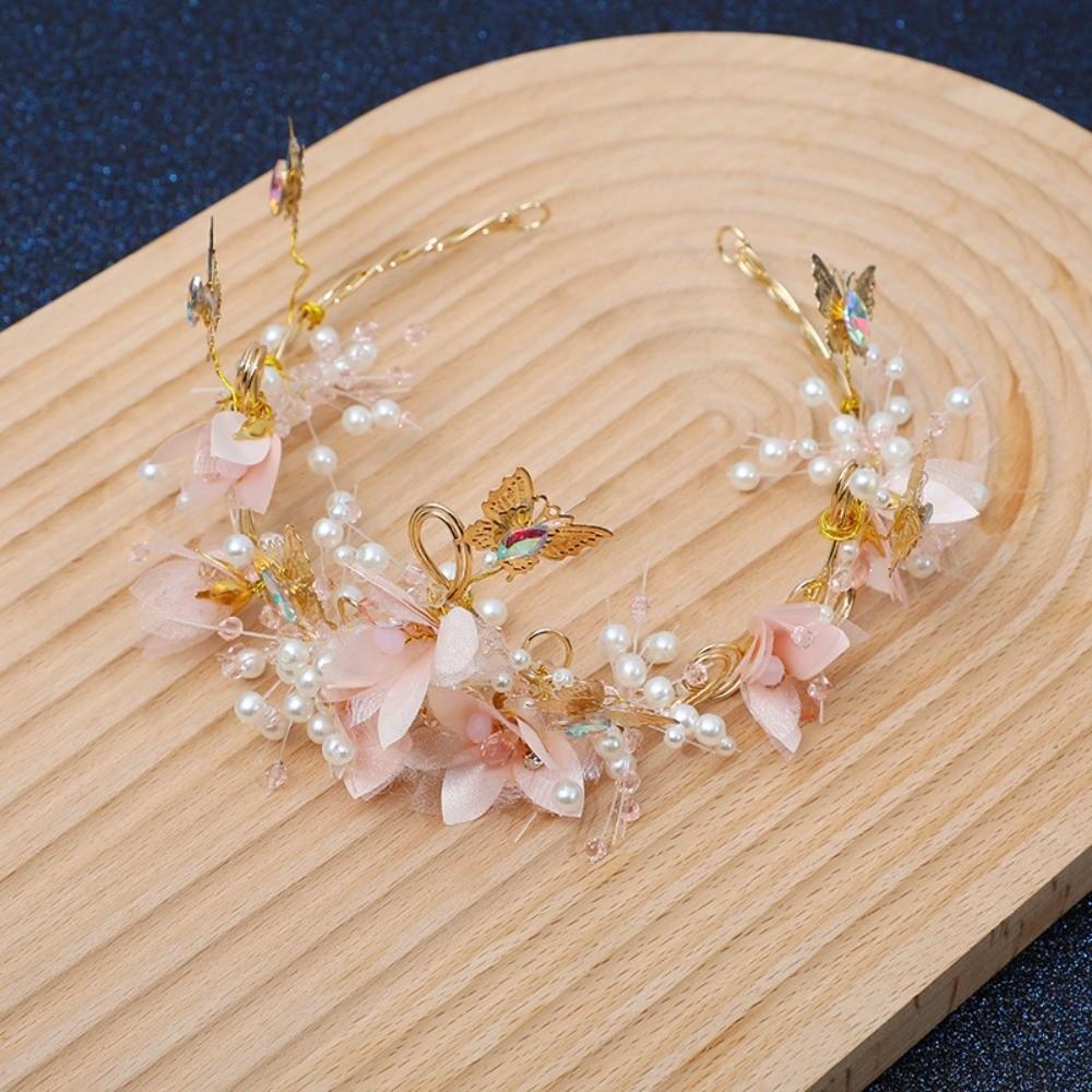Elegant Pink Floral Crown Vintage Princess Rhinestone Tiara  Photography Props