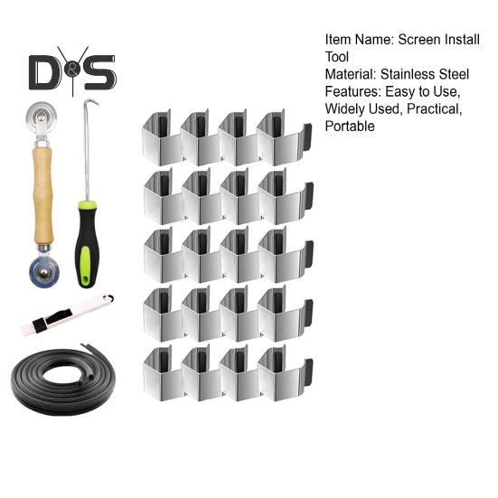 Kit de Unelte pentru Ușă Plasă Ușor de Utilizat Portabil Instalator de Plasă Cleme cu Șină pentru Plasă Unealtă de Rulat Plasa Set de Cârlige pentru Ușă de Îndepărtare