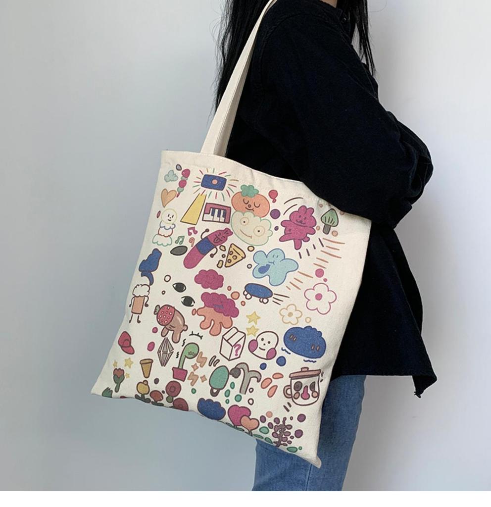 Korean Style Cute Canvas Handbag - Women's Summer Shoulder Bag with Zipper