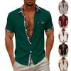 Heren overhemd met opstaande kraag Korte mouwen top Heren casual T-shirt Cardigan top