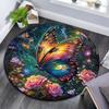 Butterfly Garden Round Area Rug,Carpet Rug for Living Room Bedroom Sofa Playroom Decor,Non-slip Floor Mat