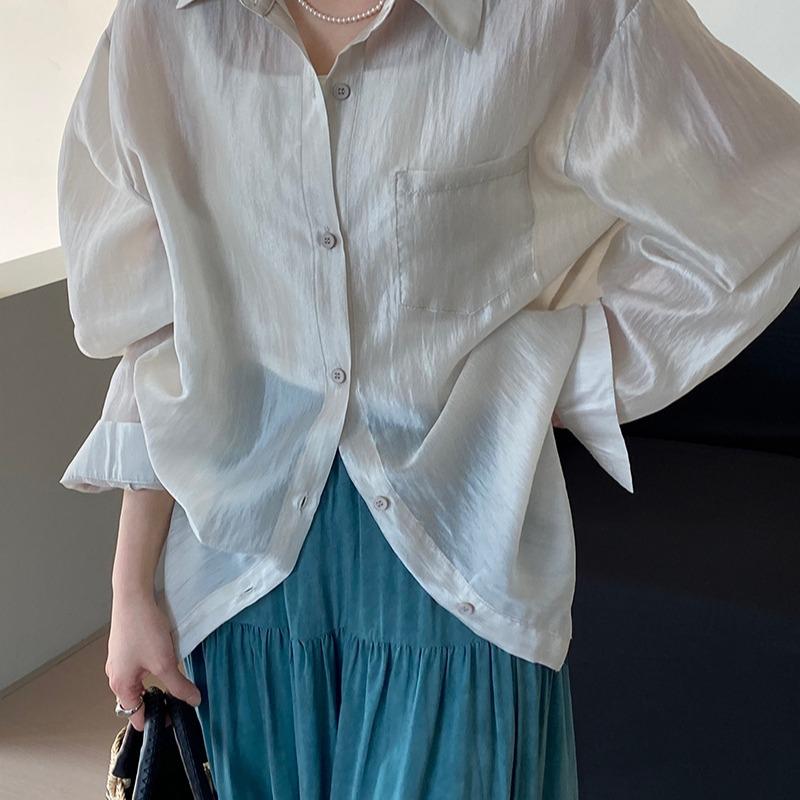Micro-transparent Shirt Jacket Women's Loose Thin Sunscreen Shirt Top