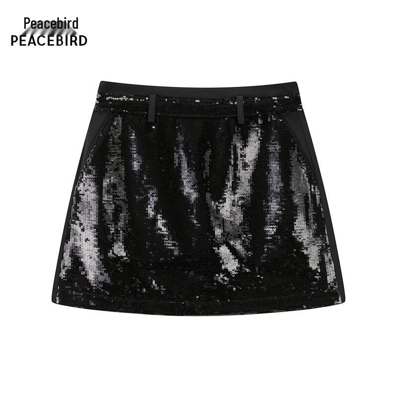 PEACEBIRD Sequin High-Waist A-Line Half Skirt S