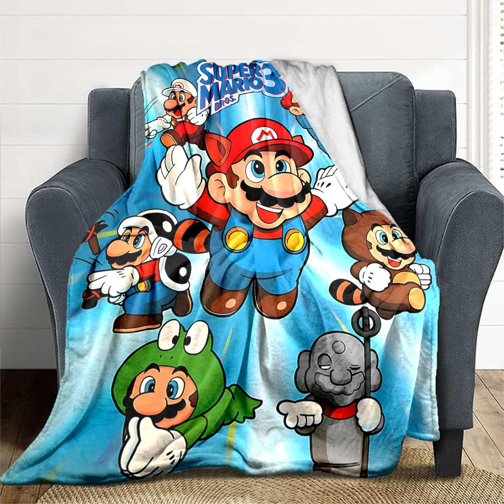 1pc Mario Bros Soft & Warm Flannel Blanket, Multi-Purpose Throw Blanket for Couch, Sofa, Office, Bed, Camping, Travel 141