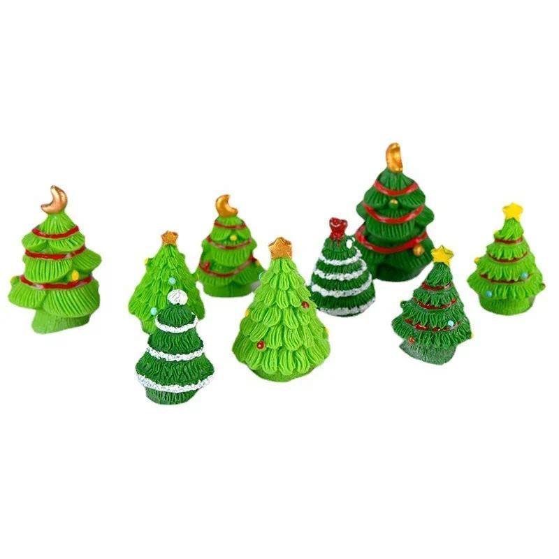 Creative Christmas Tree Garden Micro Landscape Accessories Various Christmas Tree Ornaments Resin Crafts Cute Home Decoration