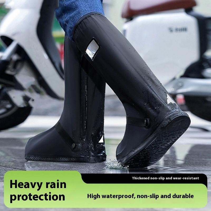 1Pair Rain Boot Shoe Cover Black Waterproof Reflective High Top Reusable Motorcycle Cycling Bike Clear Wear Shoes Dust Covers