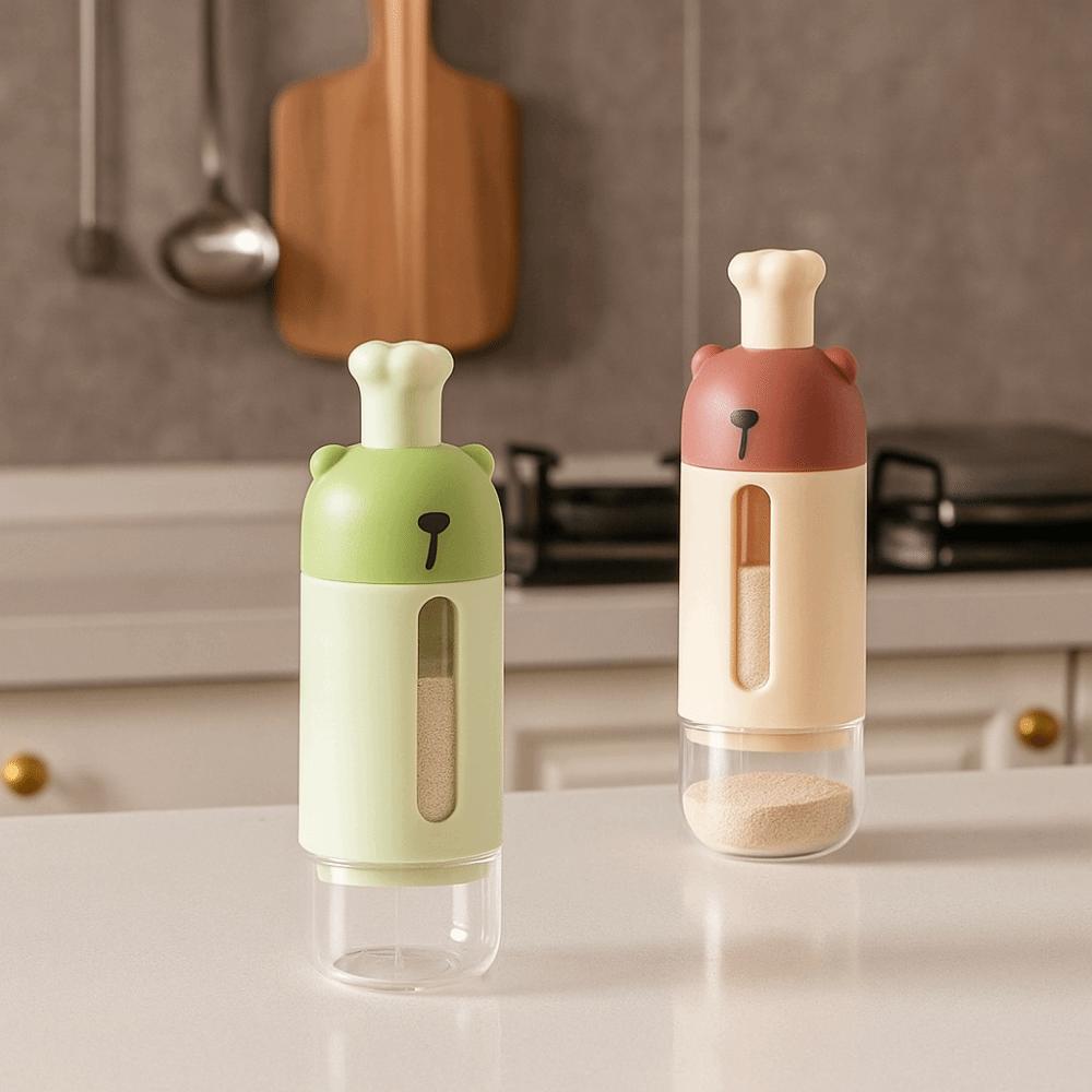 2Pcs Press Type Quantitative Seasoning Bottle Dustproof Sealed Condiment Pot Refillable Moisture-proof Spice Container Kitchen