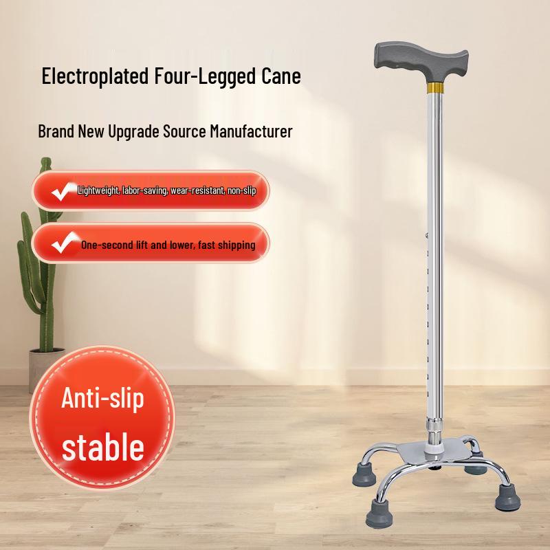 Multi-Functional Anti-Slip Quad Cane for Stability and Stair Assistance