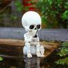 Shaking Head Fishing Skeleton Statue Figurine, Halloween Home Pond Decoration and Display Resin Handicraft