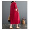 Summer New Cotton and Linen Artistic Retro Pullover Buckle Dress A-line Long Skirt