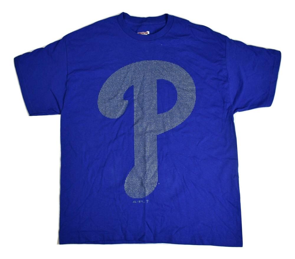 Majestic MLB Mens Philadelphia Phillies Blue Baseball Shirt New XL Unisex T-Shirt