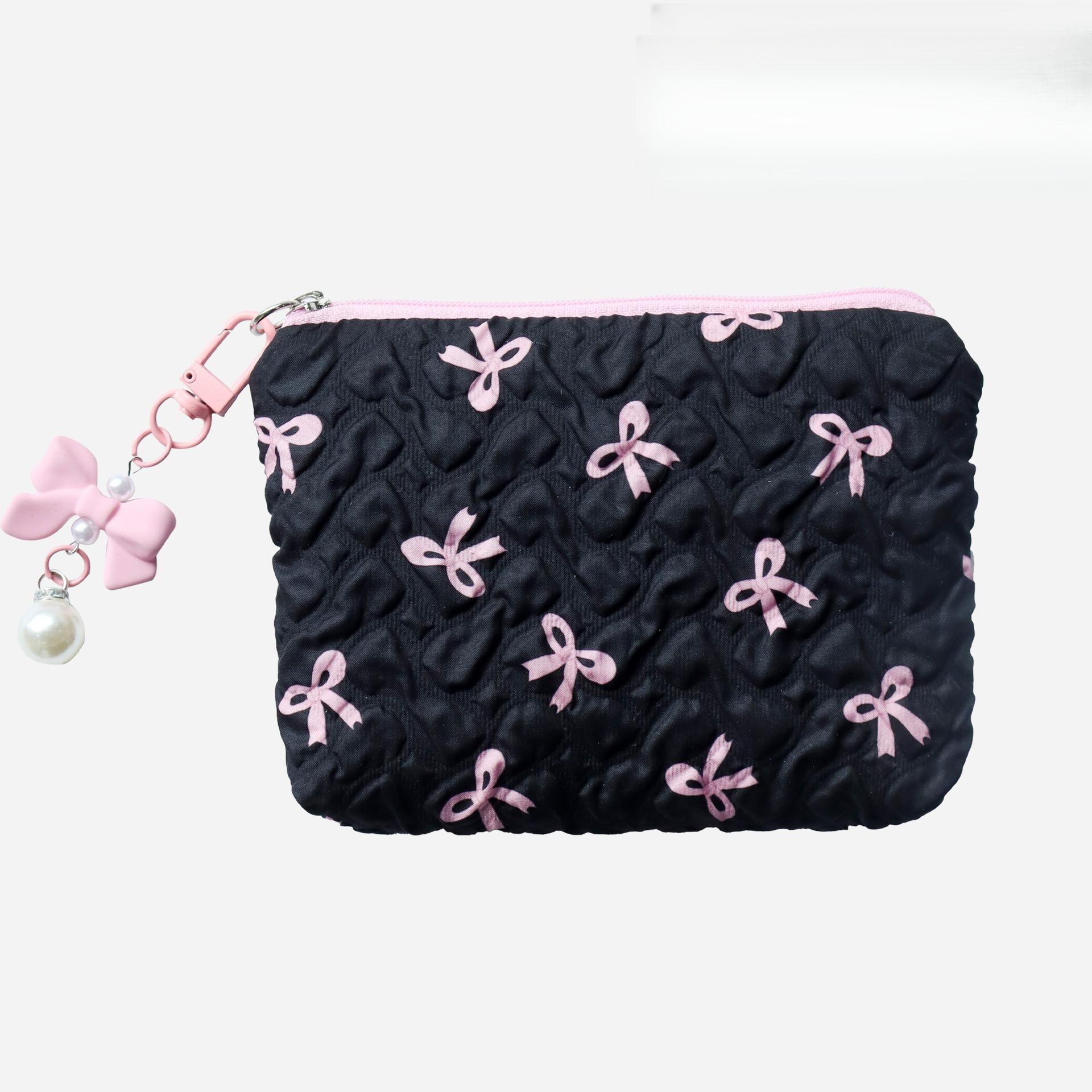 YKXB High-Value Coin Purse Storage Bag Cute Makeup Bag Large Capacity High-End Bowknot Makeup Bag