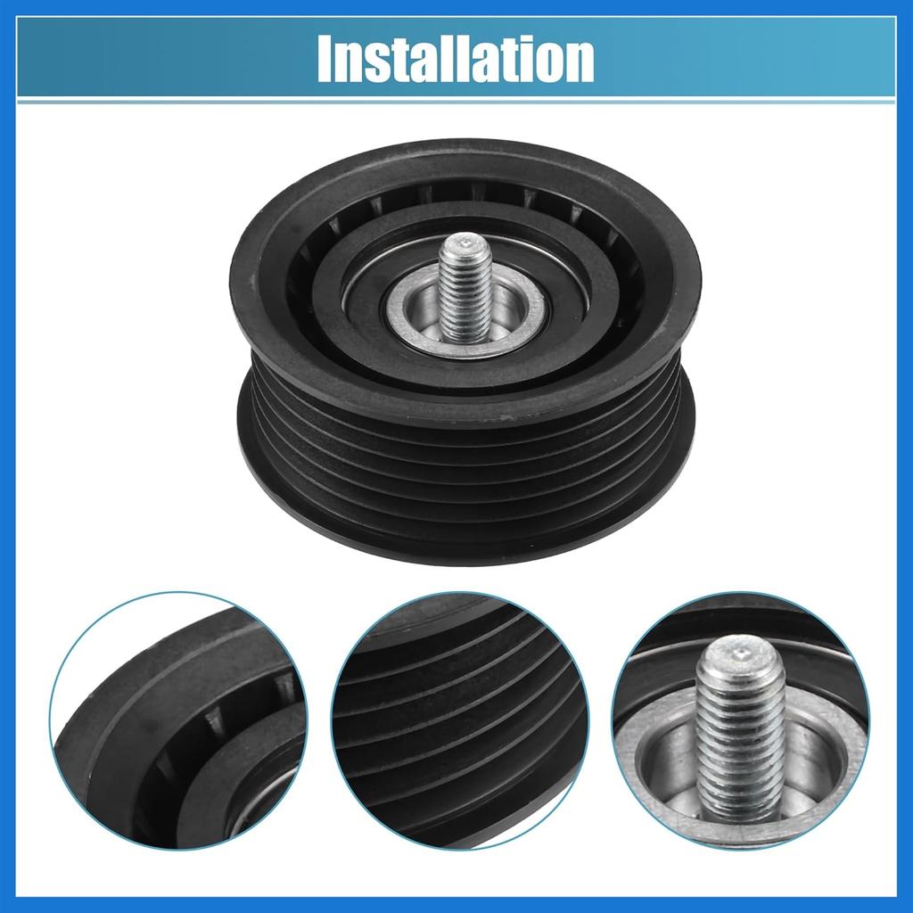 Drive Belt Tensioner Assembly Accessory Idler Pulley No.6612003170/A0002020919/059903341J for Jeep Grand Cherokee 2014-2019 Black Metal Auto