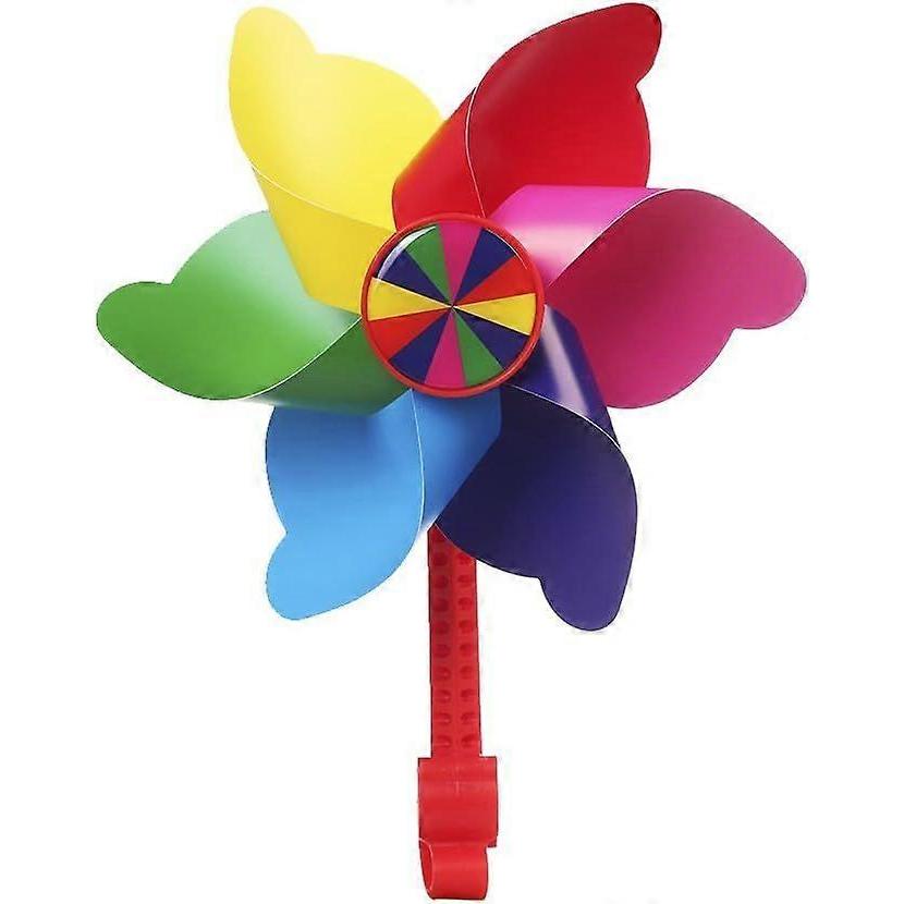 Bike Handlebar Pinwheel for Kids, Mini-Factory Bike Accessory Decoration Wind Spinner for Kid's Bicycle (Rainbow Stripes)