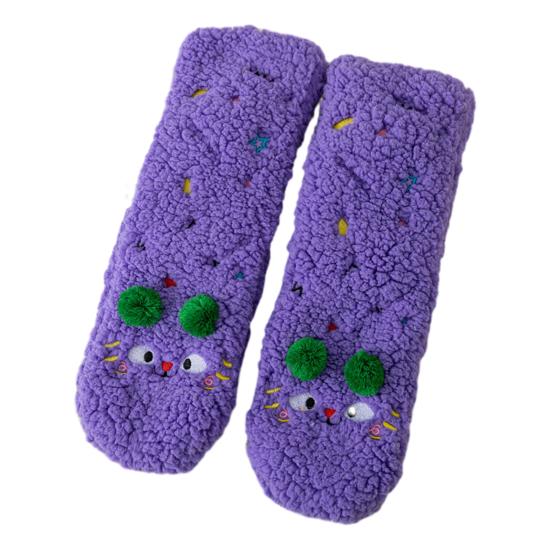 1 Paio Calzini da Pavimento in Peluche Spessi Caldi per Interni con Suola Antiscivolo
