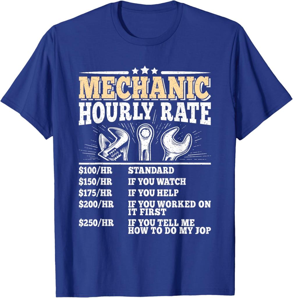 Mechanic Hourly Rate Funny Repair T-Shirt Graphic Mechanic Auto Technician Men Tee