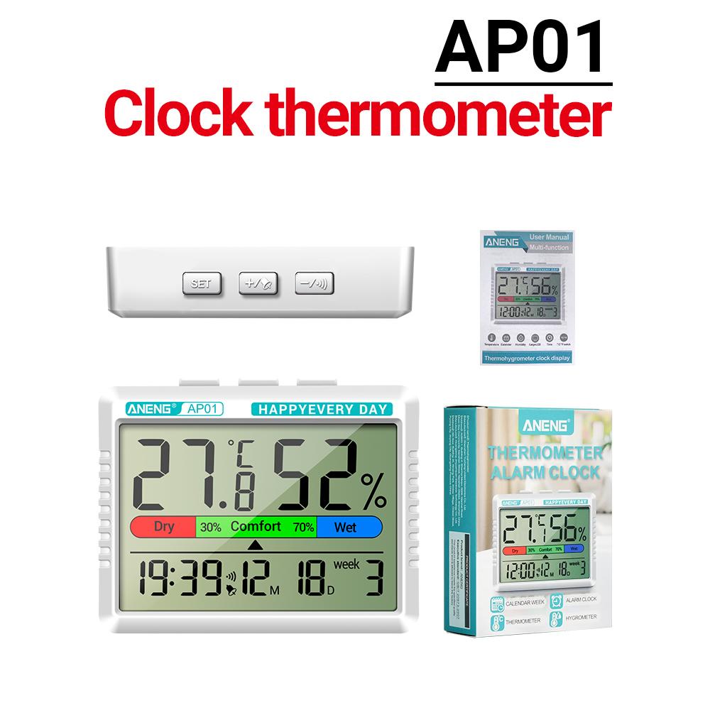 AP01 LCD Digital Thermometer and Hygrometer Handheld Multi-Scene Thermometer and Hygrometer Electronic Clock синий