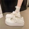 Autumn Mary Jane Women's Shoes Platform Heightening Small White Shoes Breathable Hollow Shoes with Skirts Versatile Casual Lazy Shoes