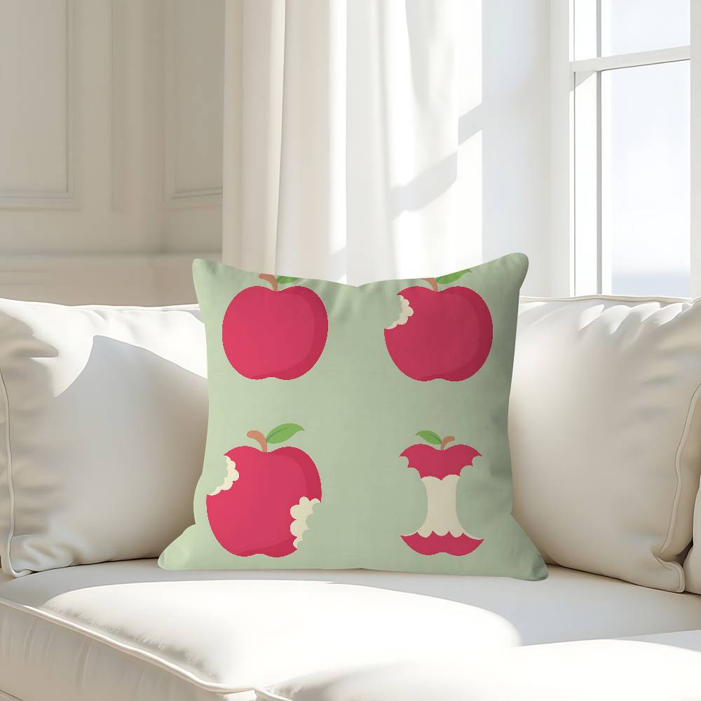 

Cartoon Apple Simple Pillow Case Removable Washable Cushion Cover – All-Season Soft Linen 16x16Inch
