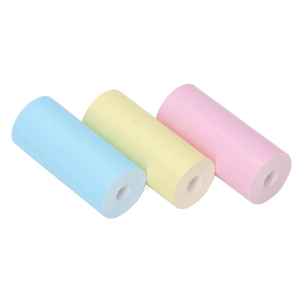 3 Roll Thermal Printer Paper Mini Thermal Print Paper Toll Yellow Blue Pink for Label Photo 57x25mm