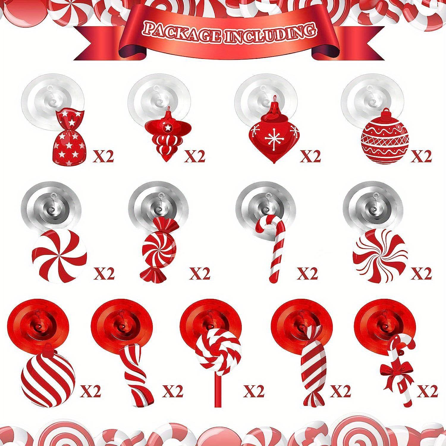 

26pcs Vibrant Christmas Candy Spiral Design Decorations Ornament -For Party, Christmas, Home Decor - Durable, Weather-Resistant