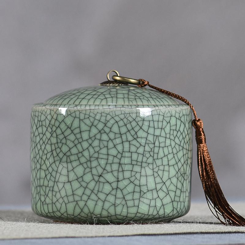 Creative Cracked Ceramic Tea Caddy with Lid Porcelain Sealed Candy Caddy Portable Tea Box Desktop Decoration Home Decoration New