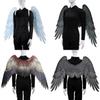 Extra Large Black And White Angel Wings Costume Accessories For Halloween And Mardi Gras Celebrations