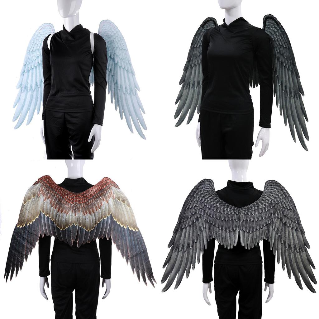 Extra Large Black And White Angel Wings Costume Accessories For Halloween And Mardi Gras Celebrations