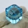 Lab-Created Blue Aquamarine Loose Gemstone Cube Cut 52.95 ct for Jewelry Making and Gem Collections